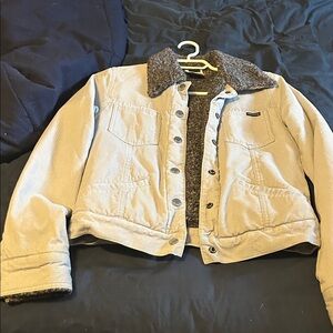 Billabong Light sky blue Corduroy Jacket with Gray Sherpa Collar